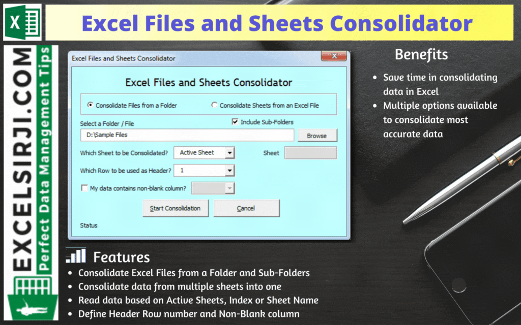 Excel Files and Sheets Consolidator 1