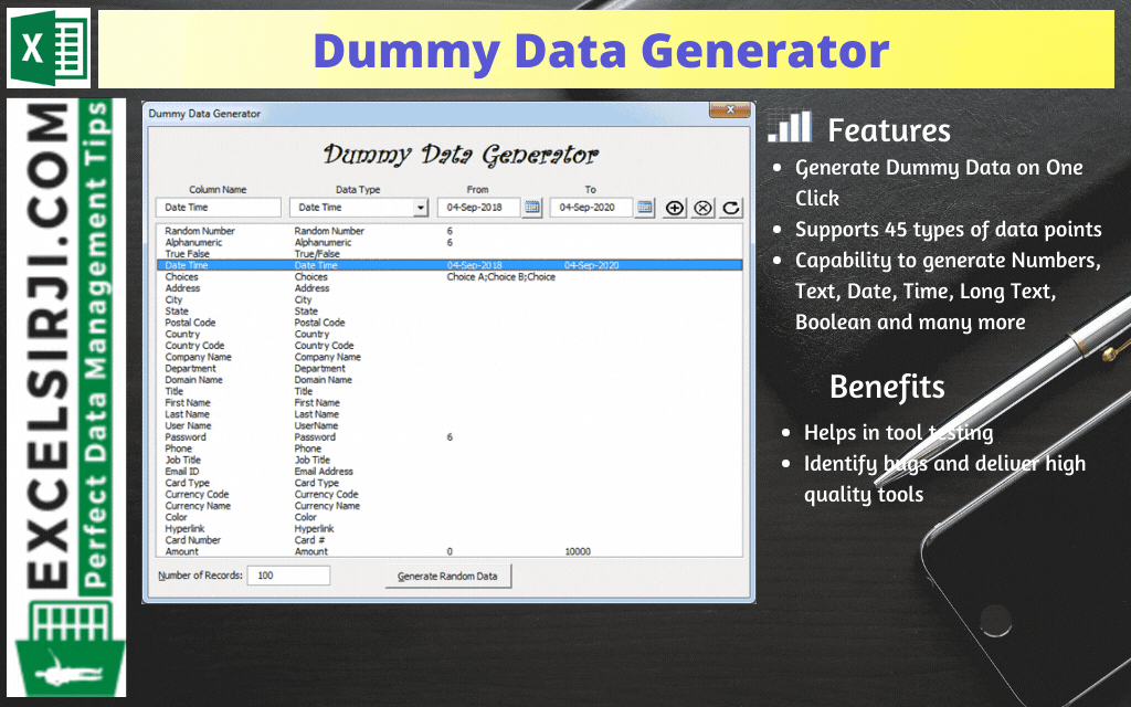 Dummy Data Generator Tool 1
